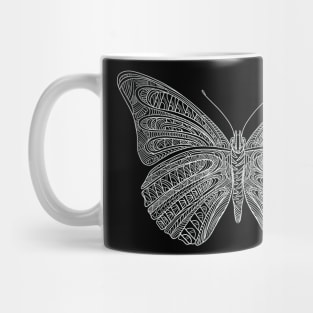 Butterfly design created using line art - white version Mug